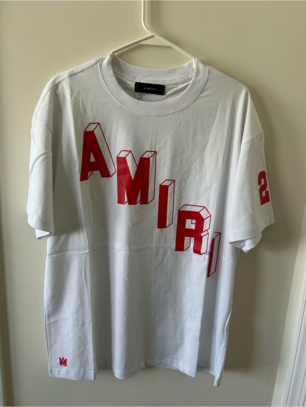 AMIRI White Tee with Red 3D AMIRI Graphic